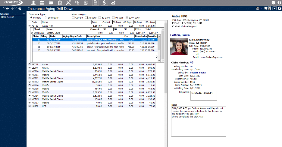 Insurance Aging Drill Down